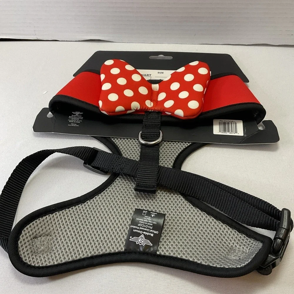 Disney Buckle Down Red Pet Dog Cat Harness Collar Minnie Mouse Iconic Bow‎